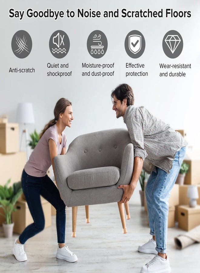 Violibar 24PCS Upgraded Silicone Chair Leg Floor Protectors for Hardwood Floors, Ruby Sliders for Chair Legs, Felt Bottom Furniture Leg Pads, Non-Slip Round□ Caps Cover to Scratch and Reduce Noise - Image 4